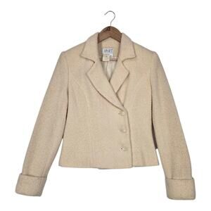 Vintage Apart Impressions Cream Wool Blazer 6 Ivory Cropped Tailored USA